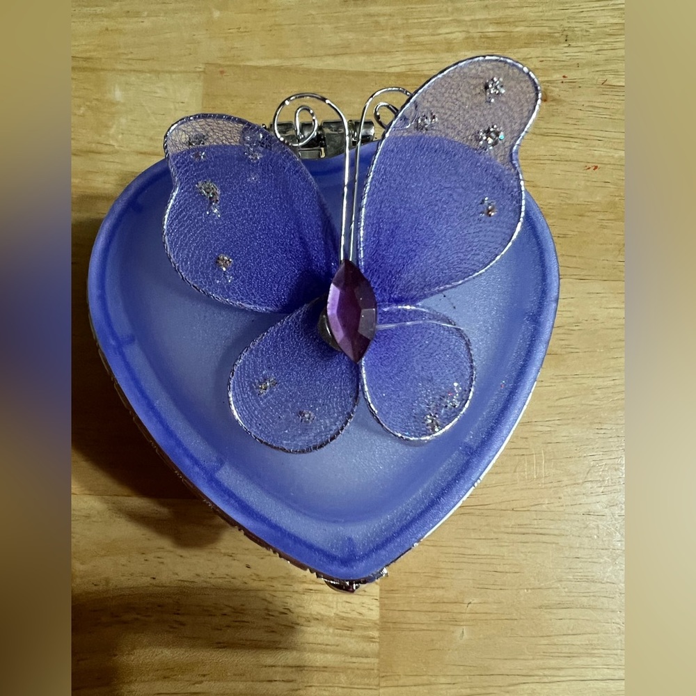 Glass Jewelry Trinket Butterfly Box